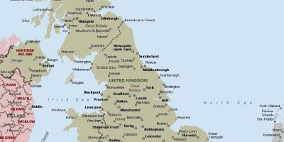 Kaart van Brittanje met stede